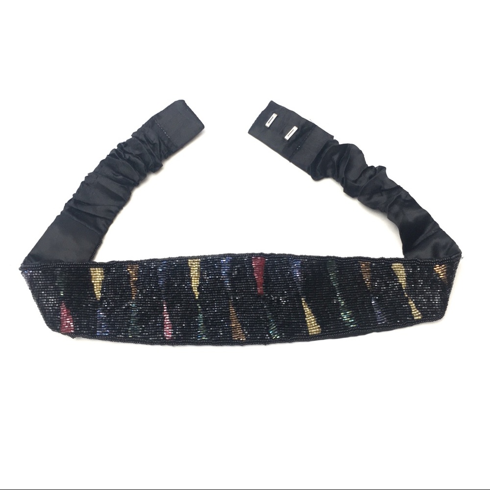 Vintage Colorful Beaded Stretch Waist Belt Large - Picture 2 of 5